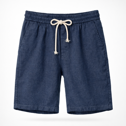 Herre Hørblandede Shorts Med Snøretalje Og Afslappet Pasform – Stilfulde Sommershorts Til Ferie, Strand, Fritid Og Hverdagsbrug