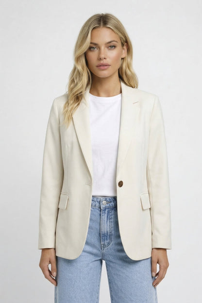Blazer entallado para mujer con cierre de un botón - Chaqueta elegante para la oficina, negocios, el día a día y un estilo casual elegante