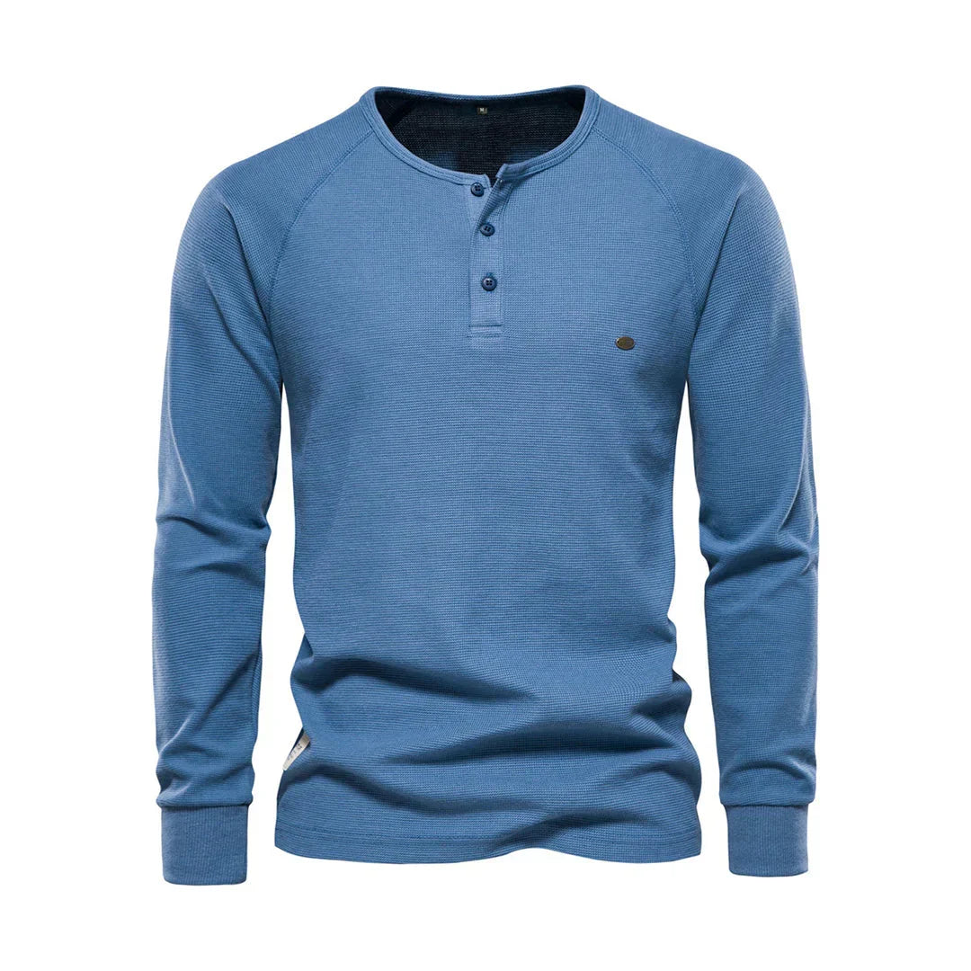 Camisa Henley de manga larga para hombre con cierre de botones en el cuello: camisa informal para el día a día, tiempo libre, vacaciones y estilo smart casual