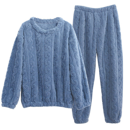 Women's 2-Piece Cable-Knit Lounge Set with Long Sleeves - Soft and Warm Set with Pants for Winter, Everyday Wear, and Relaxation