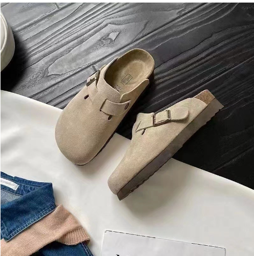Dame Ruskindslook Clogs Med Justerbart Spænde – Komfortable Slip-on Mules Med Lukket Tå Og Gummisål Til Afslappet Hverdagsbrug