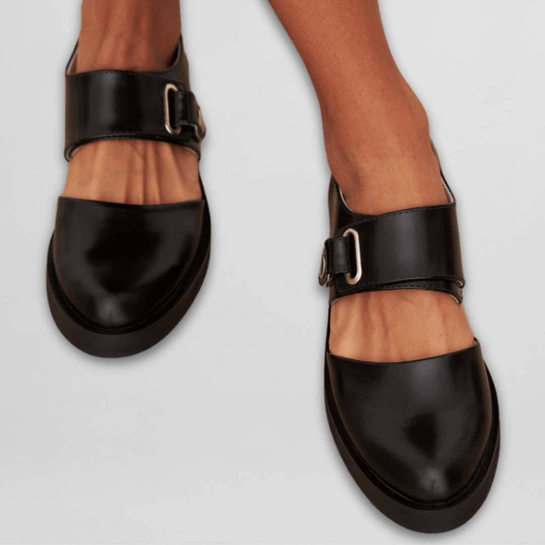 Zapatos clásicos de salón para mujer con tacón bajo y hebilla - elegantes zapatos para la oficina, el día a día, fiestas y un estilo smart casual