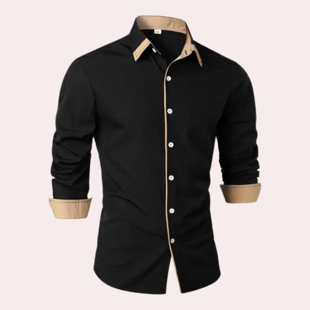 Herre Slim Fit Skjorte med Knaplukning – Smart Casual Stil med Kontrastkanter