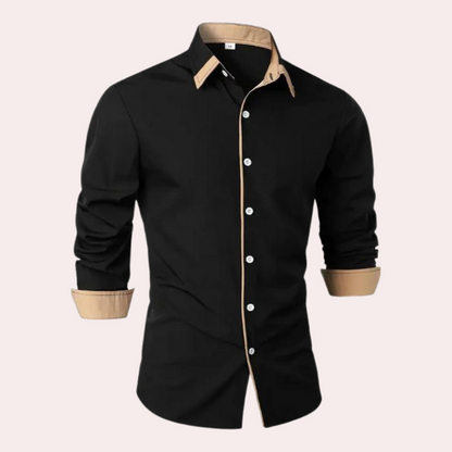 Herre Slim Fit Skjorte med Knaplukning – Smart Casual Stil med Kontrastkanter