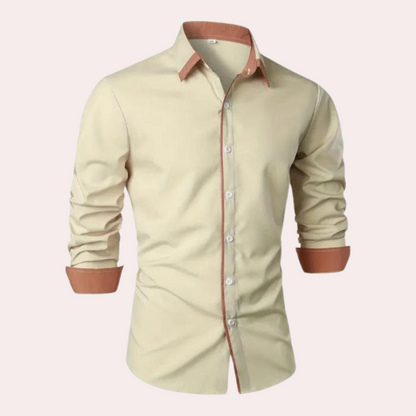 Herre Slim Fit Skjorte med Knaplukning – Smart Casual Stil med Kontrastkanter