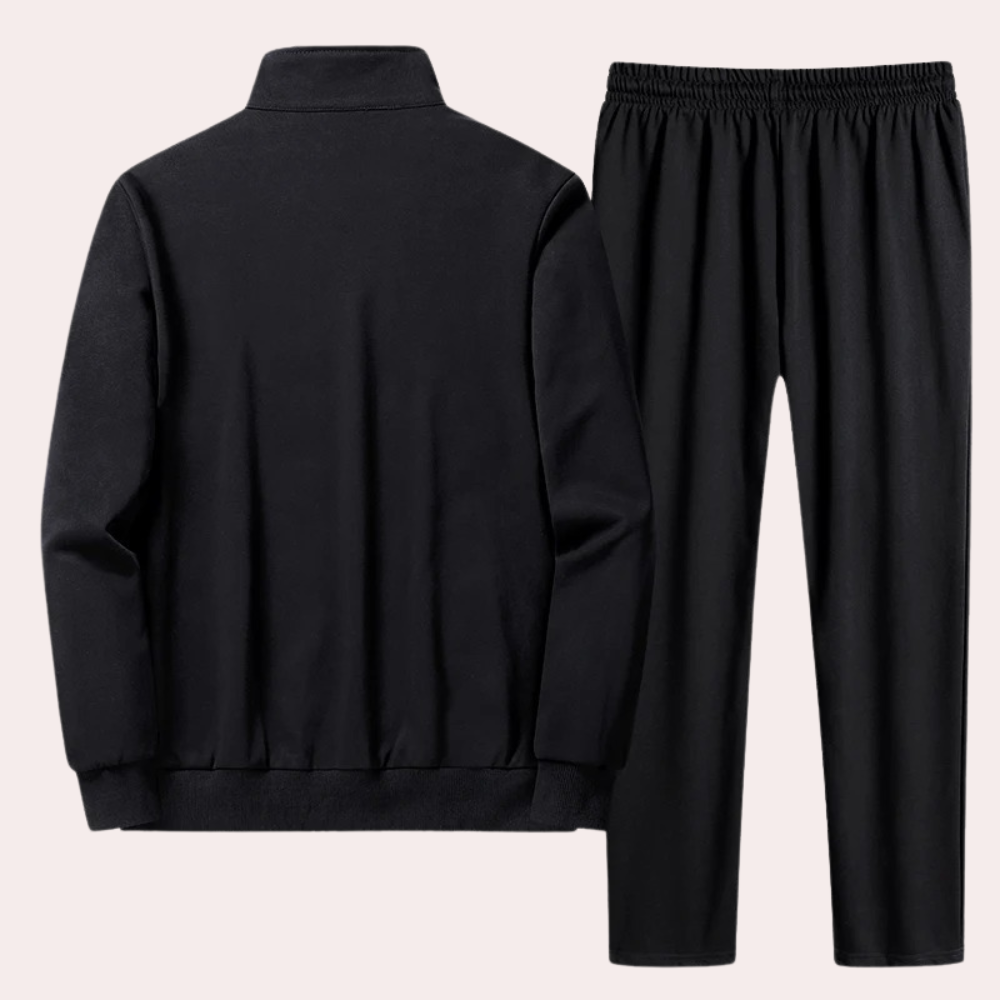 Set de trening bărbătesc cu guler înalt, bluză cu fermoar și pantaloni de trening – set casual din 2 piese pentru oraș, timp liber și stil de zi cu zi