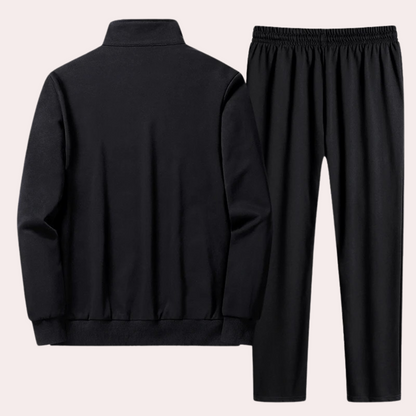 Set de trening bărbătesc cu guler înalt, bluză cu fermoar și pantaloni de trening – set casual din 2 piese pentru oraș, timp liber și stil de zi cu zi