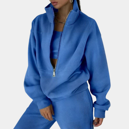 Women's Casual Tracksuit with Zip-Up Top and Joggers – Stylish 2-Piece Set for Leisure, Everyday Wear, and Relaxation