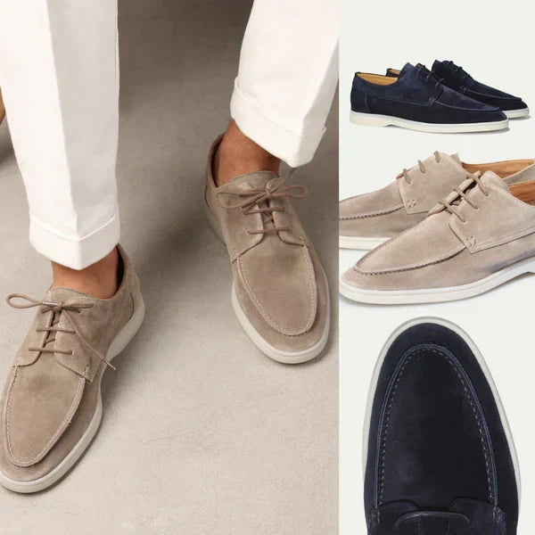 Loafers bărbătești din piele cu închidere cu șireturi – pantofi clasici pentru afaceri, birou, petreceri și ținute smart casual de zi cu zi