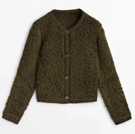 Dame Cropped Bouclé-cardigan Med Knaplukning Og Rund Hals – Tekstureret Strik Til Hverdagsbrug, Fritid Og Elegant Lag-på-lag Styling