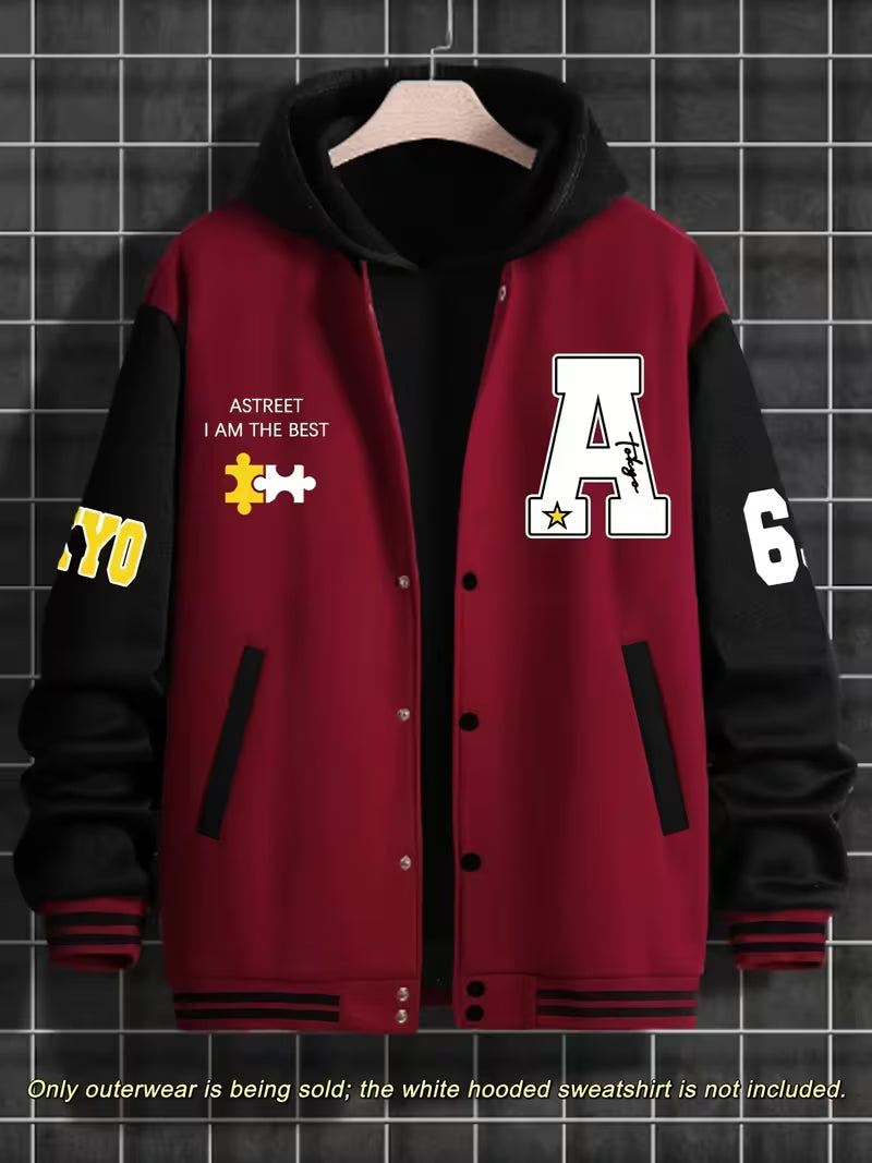 Men's Color-Block Jacket with Baseball Collar and Zip Closure – Lightweight Autumn Jacket for Everyday Wear, Leisure, Travel and Casual Style