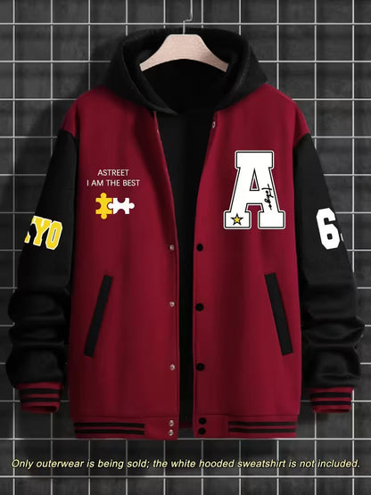 Men's Color-Block Jacket with Baseball Collar and Zip Closure – Lightweight Autumn Jacket for Everyday Wear, Leisure, Travel and Casual Style