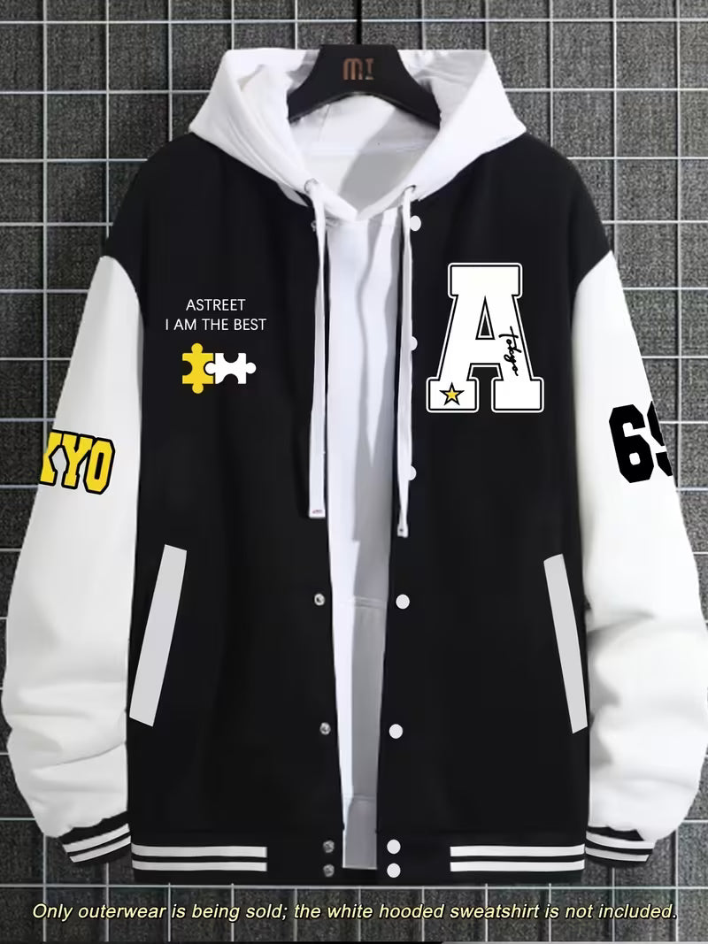 Men's Color-Block Jacket with Baseball Collar and Zip Closure – Lightweight Autumn Jacket for Everyday Wear, Leisure, Travel and Casual Style