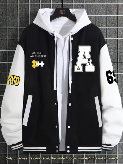 Men's Color-Block Jacket with Baseball Collar and Zip Closure – Lightweight Autumn Jacket for Everyday Wear, Leisure, Travel and Casual Style