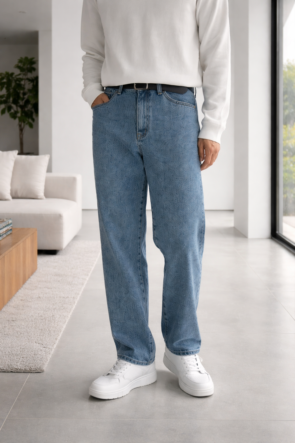 Herre Jeans Med Lige Ben Og Afslappet Pasform