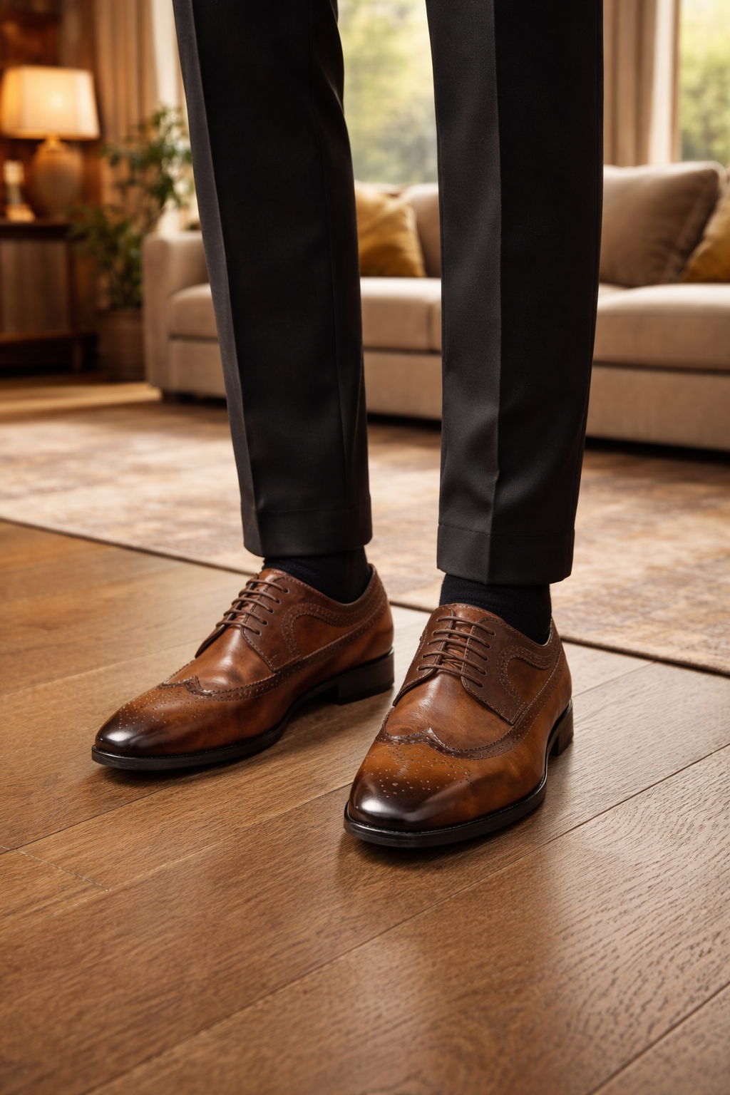Herre Oxford-sko I Læder Med Broguedetaljer – Klassiske Dress-sko Til Kontor, Business, Bryllup Og Formelle Anledninger