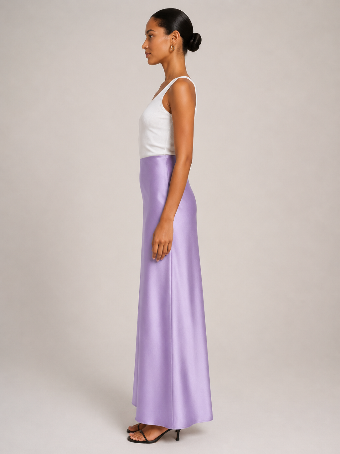 Falda larga de satén para mujer, de cintura alta, diseño fluido y brillo suave - falda elegante para cenas, fiestas y noches