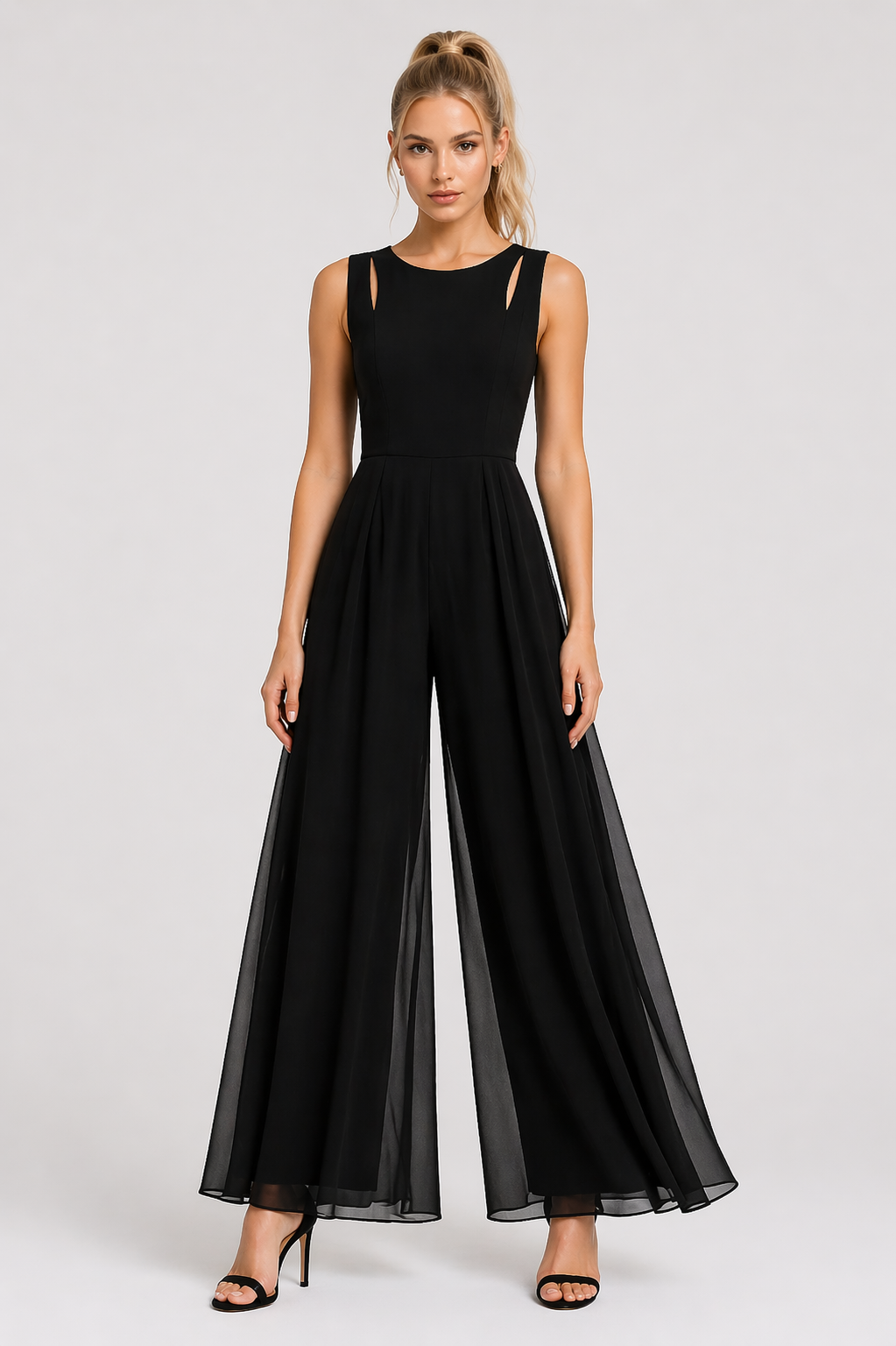 Jumpsuit Let Struktur Ærmeløs Wide Leg Flydende Silhuet