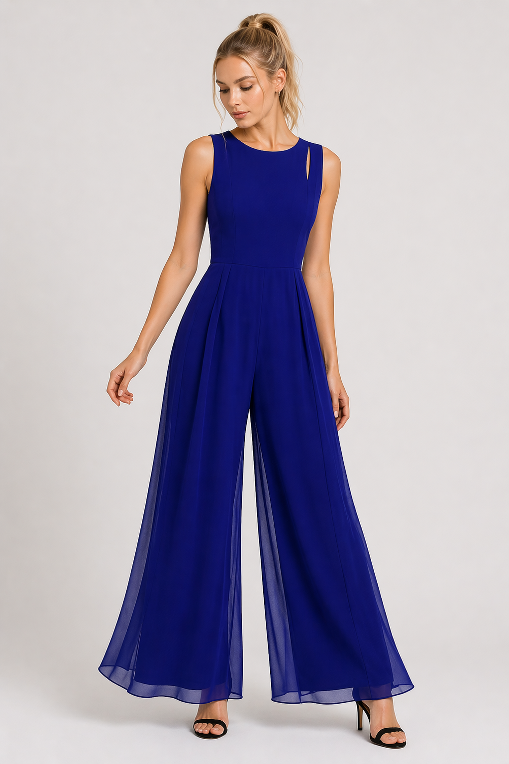 Jumpsuit Let Struktur Ærmeløs Wide Leg Flydende Silhuet