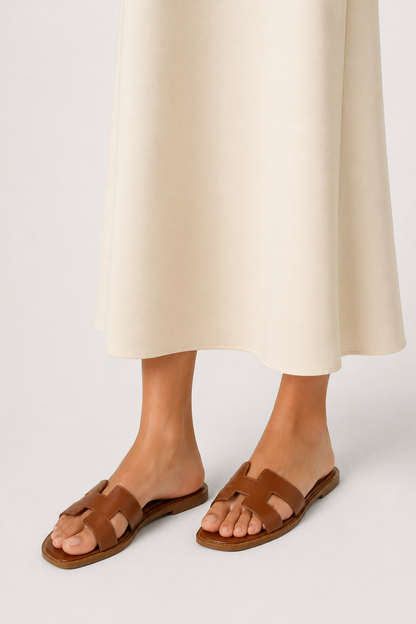 Læder Sandaler Slip-On Flad Komfort