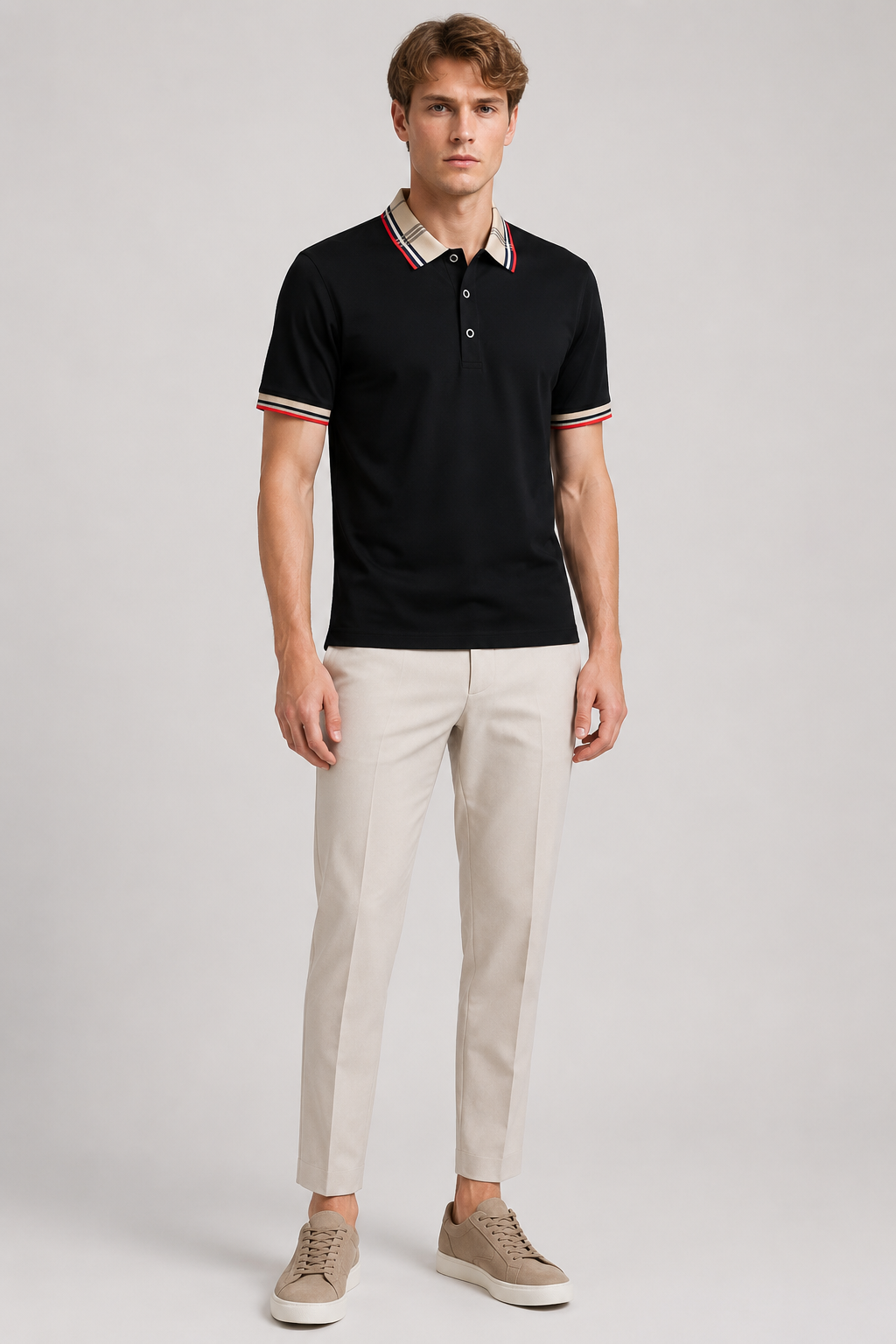 Herre Polo Shirt Med Kontrastkrave Og Smart Casual Stil