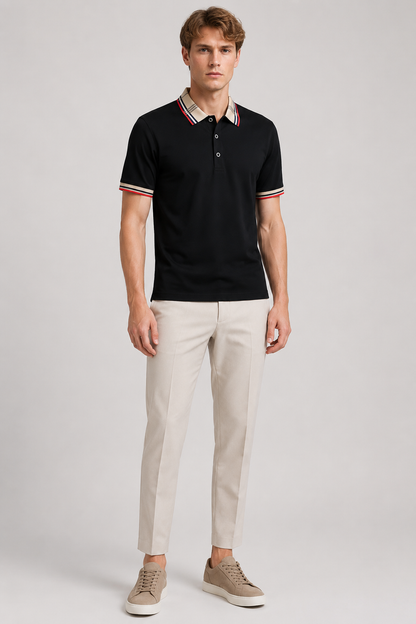 Herre Polo Shirt Med Kontrastkrave Og Smart Casual Stil