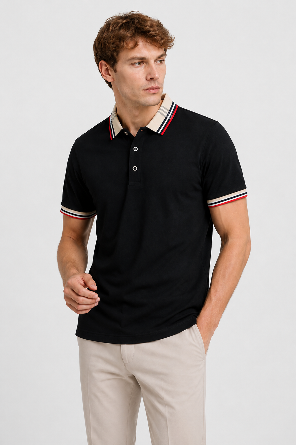 Herre Polo Shirt Med Kontrastkrave Og Smart Casual Stil