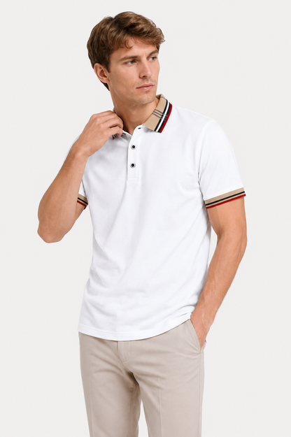 Herre Polo Shirt Med Kontrastkrave Og Smart Casual Stil