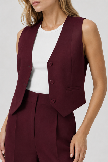 Dame Tailored Vest & Wide Leg Bukser Co-ord Sæt
