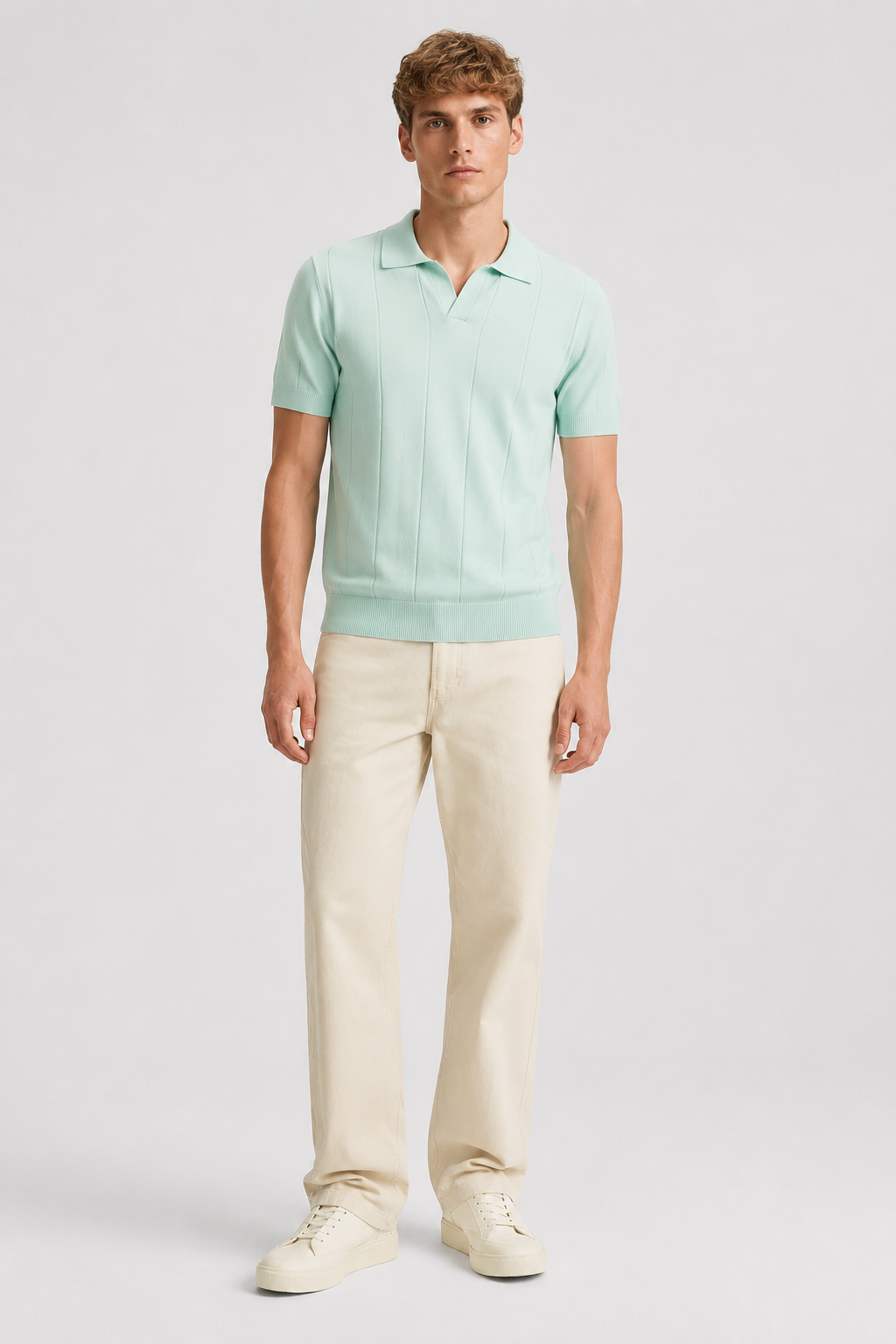 Herre Finstrikket Polo Med Smart Casual Stil