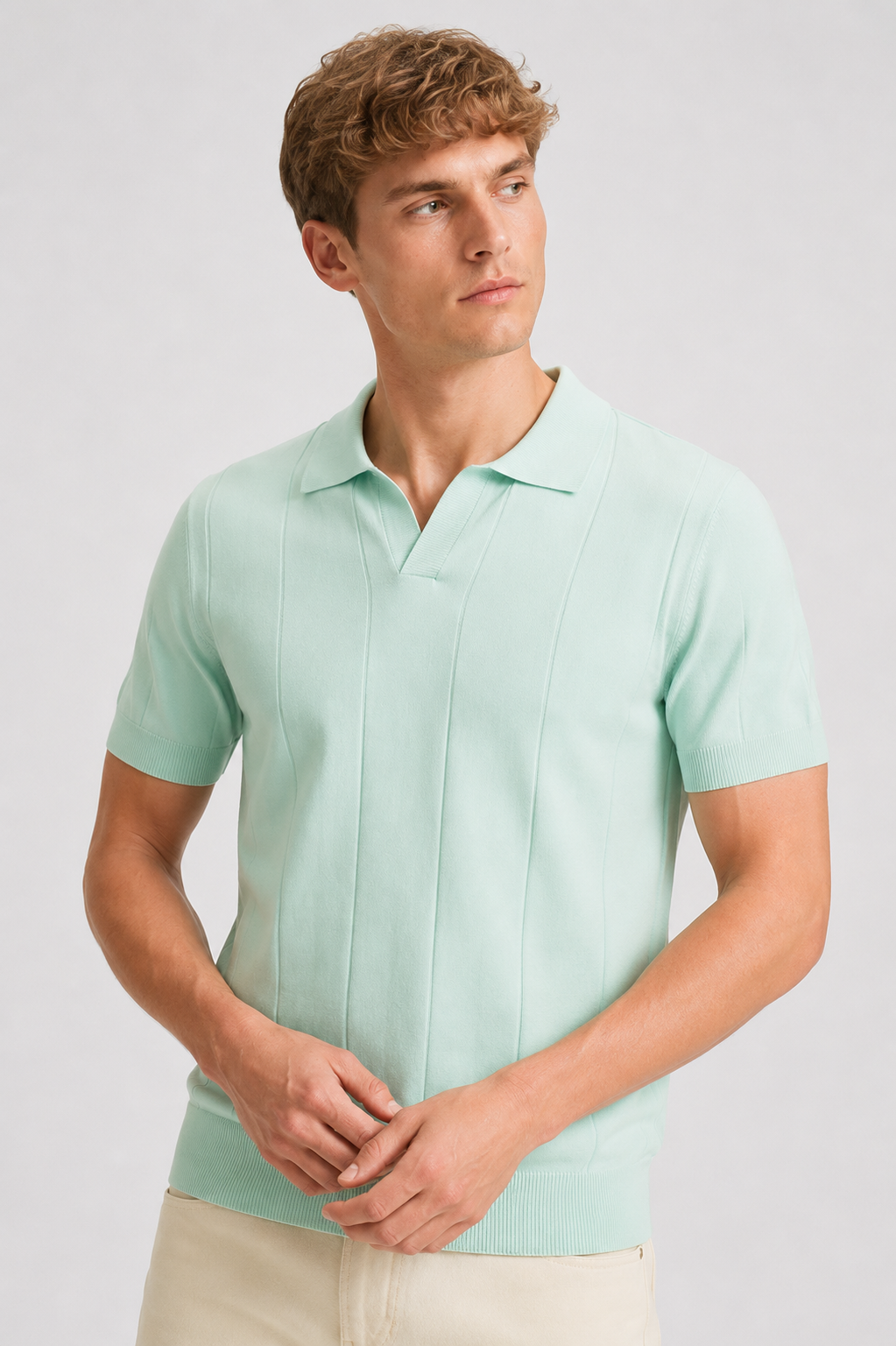Herre Finstrikket Polo Med Smart Casual Stil