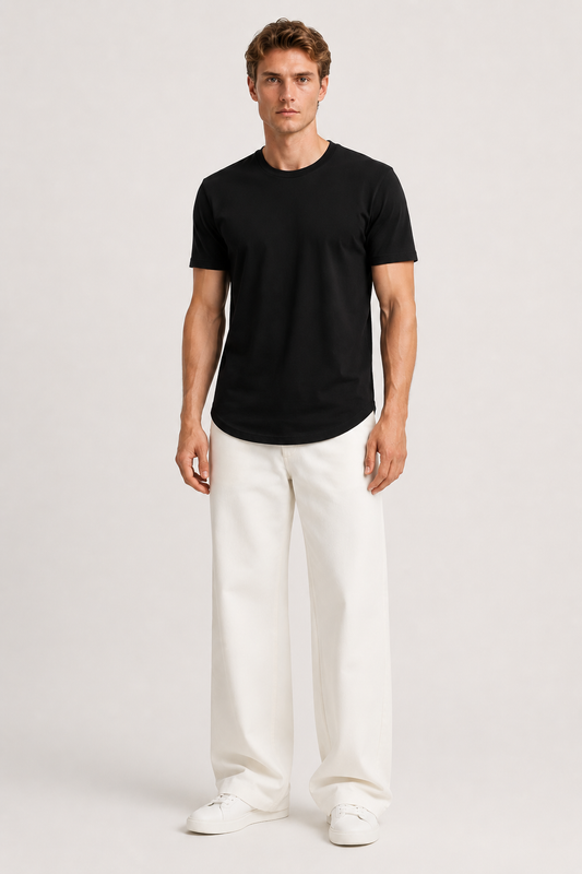 Tricou esențial bărbați din amestec de bumbac cu croială slim confortabilă