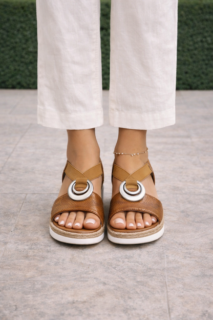 Dame Platform Sandaler Med Ringdetalje Og Bred Rem