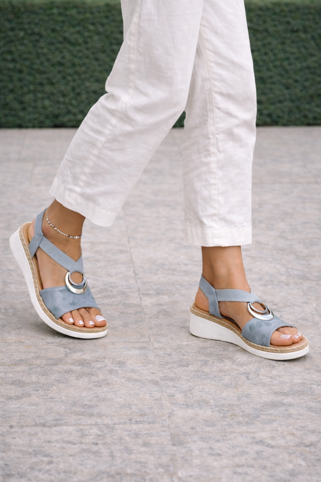 Dame Platform Sandaler Med Ringdetalje Og Bred Rem