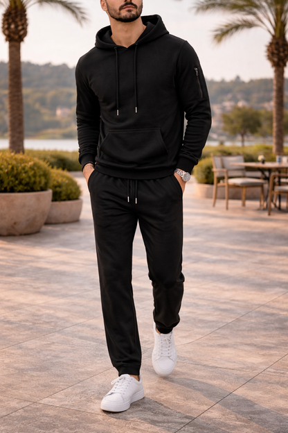 Herre Hættetrøje Og Joggingbukser Tracksuit-Sæt Med Afslappet Pasform