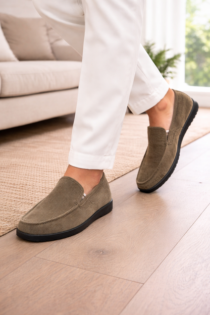 Herre Slip-On Loafers Med Tekstiloverdel Og Afslappet Stil