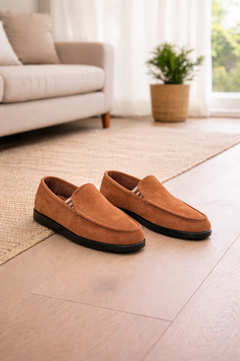 Herre Slip-On Loafers Med Tekstiloverdel Og Afslappet Stil