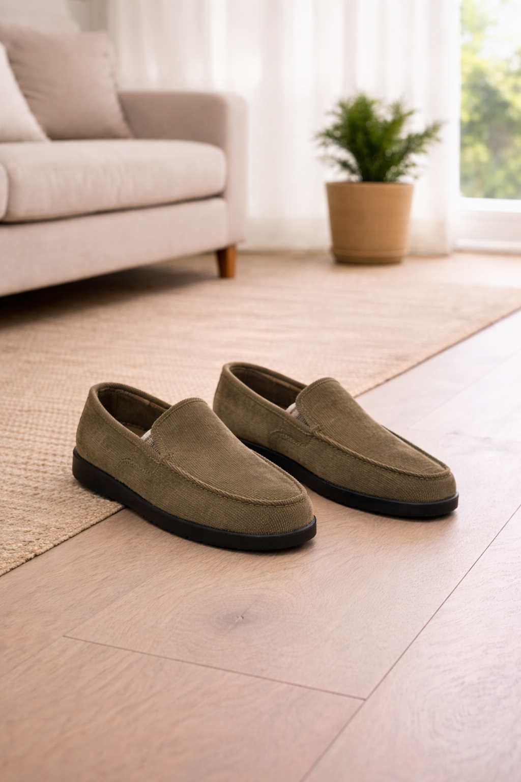 Herre Slip-On Loafers Med Tekstiloverdel Og Afslappet Stil