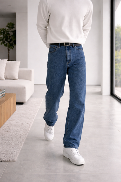 Herre Jeans Med Lige Ben Og Afslappet Pasform