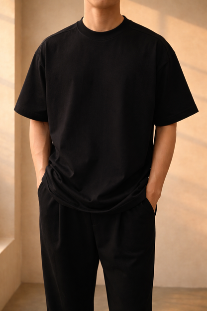 Herre Oversized Bomulds T-Shirt Med Rund Hals