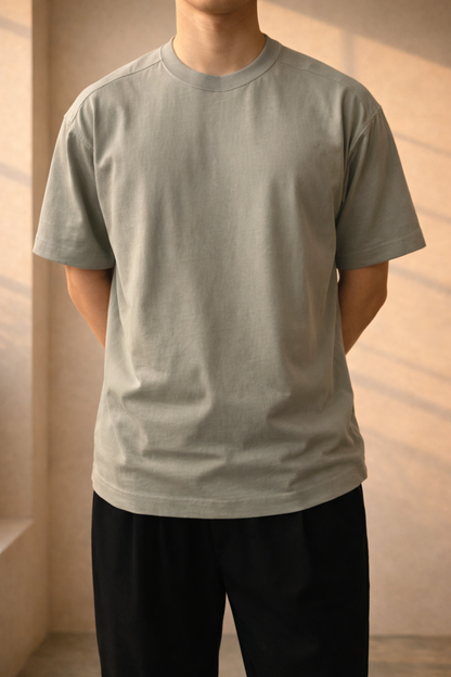 Herre Oversized Bomulds T-Shirt Med Rund Hals