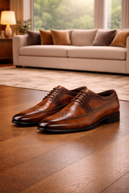 Herre Oxford-sko I Læder Med Broguedetaljer – Klassiske Dress-sko Til Kontor, Business, Bryllup Og Formelle Anledninger