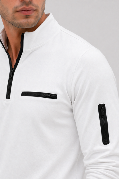Zip Pullover Let Struktur Tætsiddende Pasform