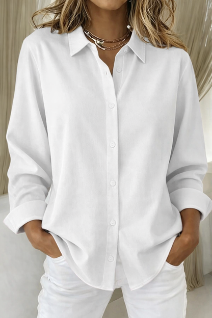 Women's Casual Button-Front Shirt – Collared Blouse for Office and Everyday Wear