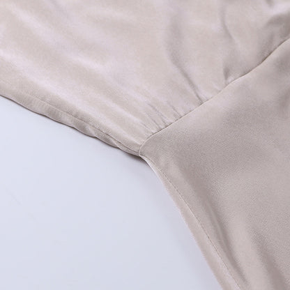 Vestido midi elegante para mujer con tirantes finos, espalda descubierta y diseño drapeado: vestido de fiesta con abertura para la noche, bodas y ocasiones especiales