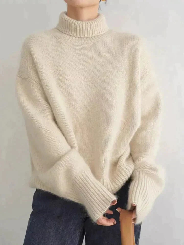 Dame Kashmirsweater Med Høj Hals Og Afslappet Pasform – Blød Striktrøje Til Efterår, Vinter, Kontor Og Smart Casual Stil