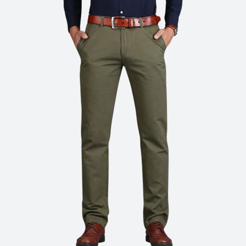Herre Skræddersyede Straight-leg Chinos Med Flad Front – Stilrene Bukser Med Elegant Pasform Til Hverdagsbrug, Kontor Og Smart Casual Stil