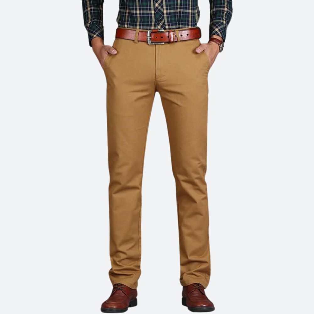 Herre Skræddersyede Straight-leg Chinos Med Flad Front – Stilrene Bukser Med Elegant Pasform Til Hverdagsbrug, Kontor Og Smart Casual Stil