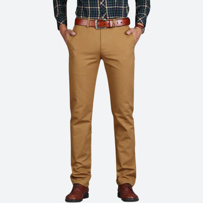 Herre Skræddersyede Straight-leg Chinos Med Flad Front – Stilrene Bukser Med Elegant Pasform Til Hverdagsbrug, Kontor Og Smart Casual Stil