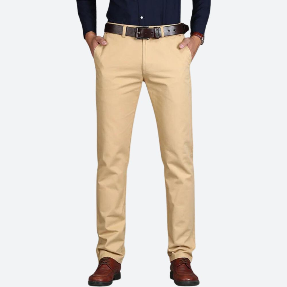 Herre Skræddersyede Straight-leg Chinos Med Flad Front – Stilrene Bukser Med Elegant Pasform Til Hverdagsbrug, Kontor Og Smart Casual Stil
